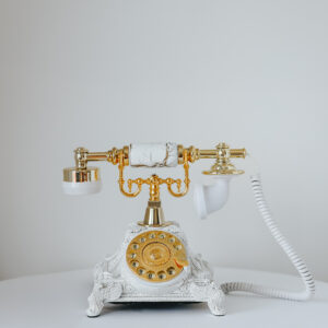 White and Gold Phone Guest Book Rental